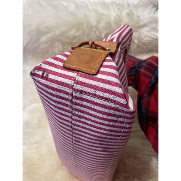 Dooney and Bourke Red and White Candy Stripe Tote Bag / Purse w/ Cross Body Stra - Picture 8 of 16